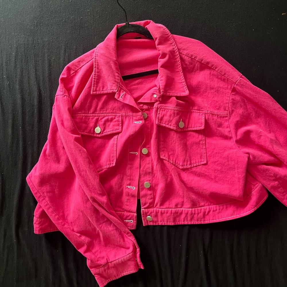 plus crop denim jacket